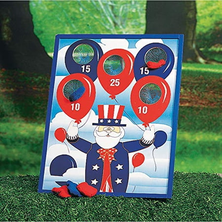 Fun Express Patriotic Bean Bag Toss Game (Wood Base with 5 Bean Bags