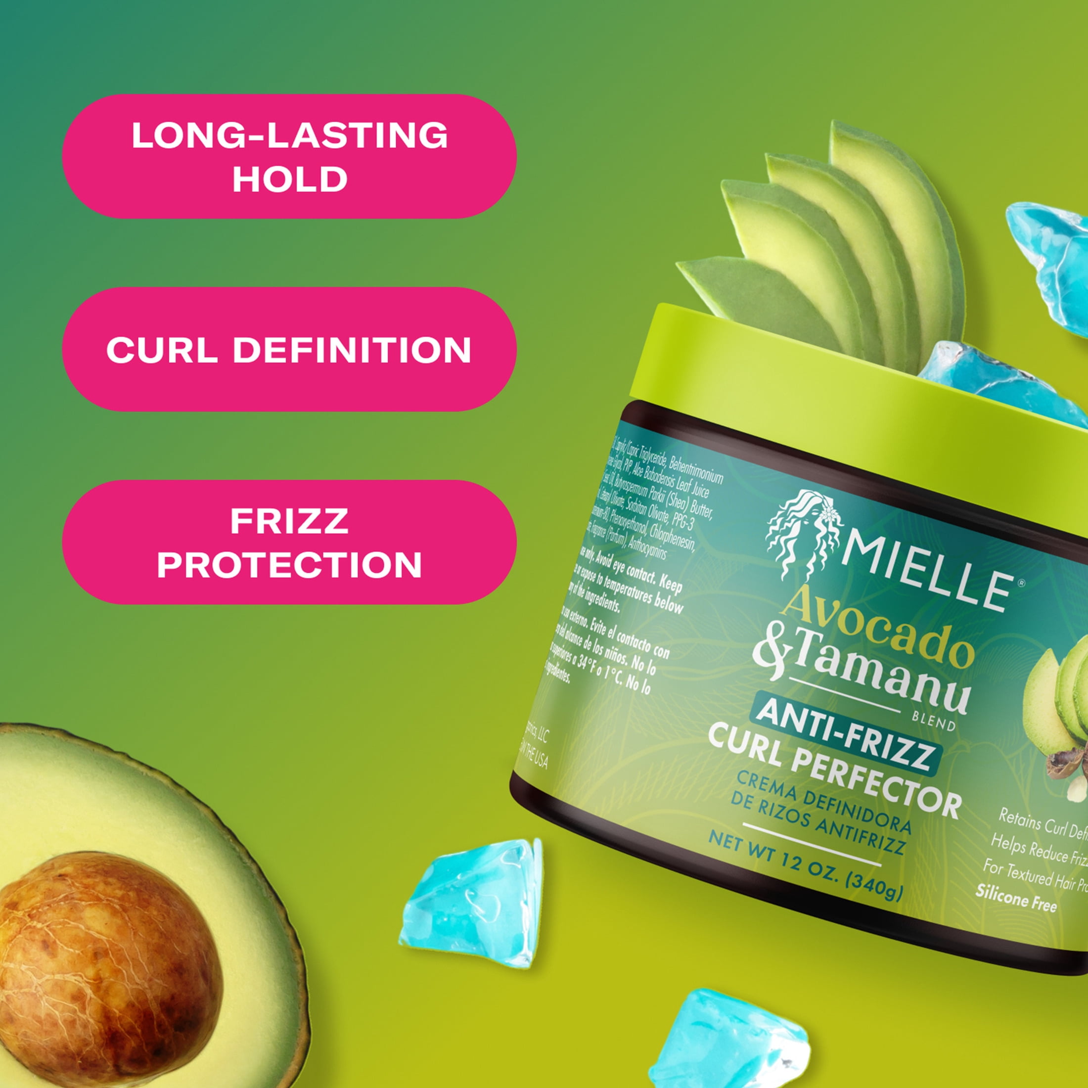 アミオイル 30ml 3本セット Mielle Avocado and Tamanu Anti-Frizz Curl Perfector - 12 oz
