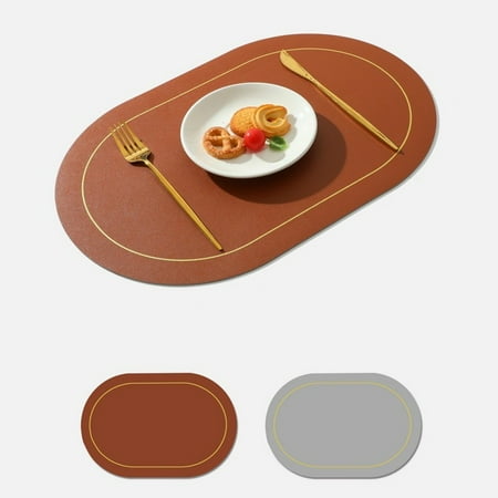 

BCLONG Anti-slip Table Mat Nordic Stripe Water-proof Placemat Alas Dining Tablemat Brown