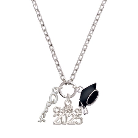 Delight Jewelry Silver-tone Small Coach Script - Silver-tone Class of 2025 Graduation Zoey Necklace, 28"