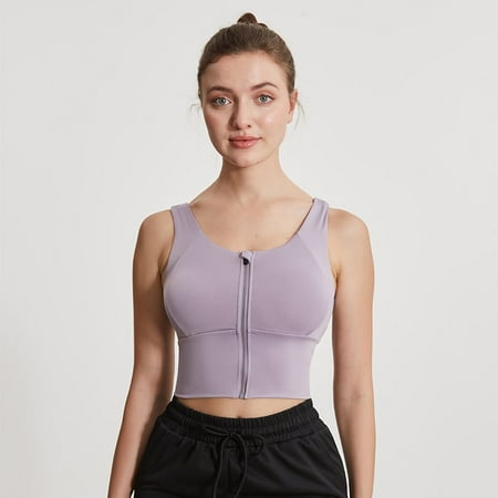 SXS Front Zipper Sports Women s Bra Underwear Running Gym Fitness Seamless Brassiere Shockproof Breathable Bralette (FBF201179 Purple L)