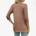 thumbnail image 5 of Cilsoka Women's 3/4 Length Sleeve Tops Dressy Henley Button Striped V Neck Raglan T Shirts Trendy Summer Casual Loose Fit Work Blouse, 5 of 6