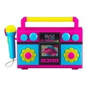 eKids Trolls World Tour Sing Along Boombox Karaoke with Microphone, Flashing Lights