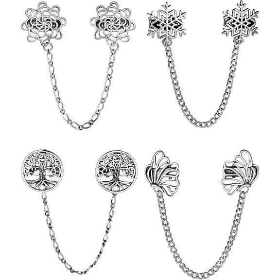 Lsupdaol 4 Pieces Vintage Sweater Shawl Clips Retro Cardigan Collar Clips Dress Shirt Brooch for Women Wearing