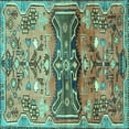 thumbnail image 1 of Ahgly Company Machine Washable Indoor Square Animal Turquoise Blue Traditional Area Rugs, 7' Square, 1 of 4