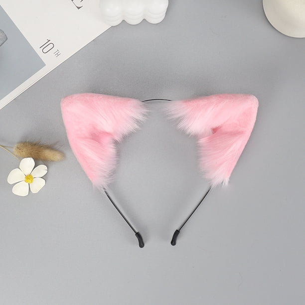 Diadema con orejas de gato y zorro de simulación hecha a mano, diadema con orejas de bestia de peluche, accesorios para vestido de cosplay, accesorios para tocado