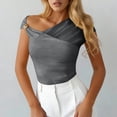thumbnail image 3 of Pounoo Womens One Shoulder Tops Asymmetrical Solid Color Blouses Casual Slim Fit Lightweight Soft Comfy Party Wear Shirts Gift, 3 of 7