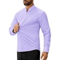 thumbnail image 2 of Youclos Men's Banded Collar Dress Shirt Wrinkle Resistant Long Sleeve Button Down Mandarin Collar Stretch Casual Shirt, 2 of 9