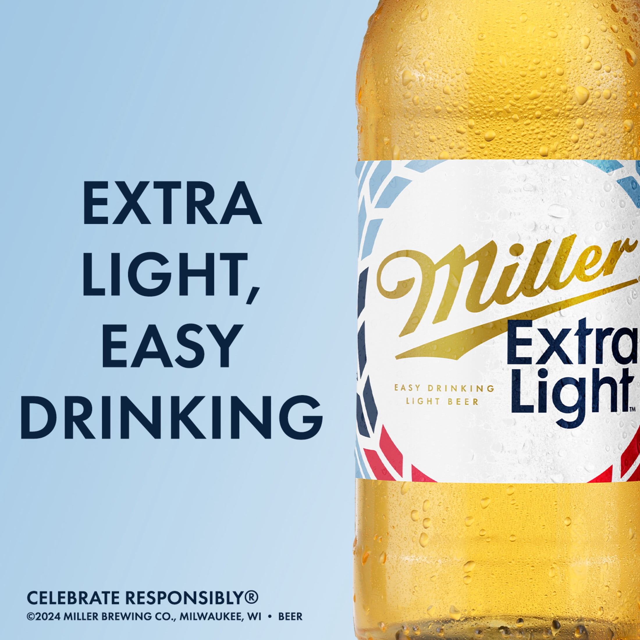 Miller Extra Light American Beer, 24 Pack, 12 fl oz Aluminum Cans, 2.8% ABV