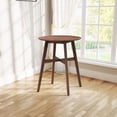 thumbnail image 3 of 3 Pieces Bar Table Set, Modern Wooden Top Round Counter Height Pub Table with 2 Soft Upholstered Bar Stools, Pub Dining Set of 3 for Kitchen, Restaurant, Cocktail Bar, Walnut, 3 of 9