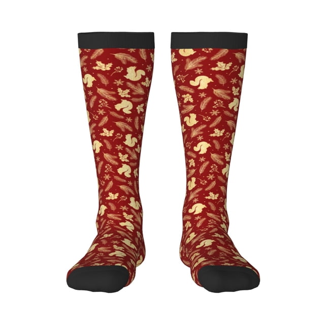 Fotbe Golden Squirrels Holiday Calcetas Divertidas Estampadas para Hombre y Mujer, Calcetas de Algodón hasta la Rodilla para Caminar, Correr, Enfermería y Embarazo