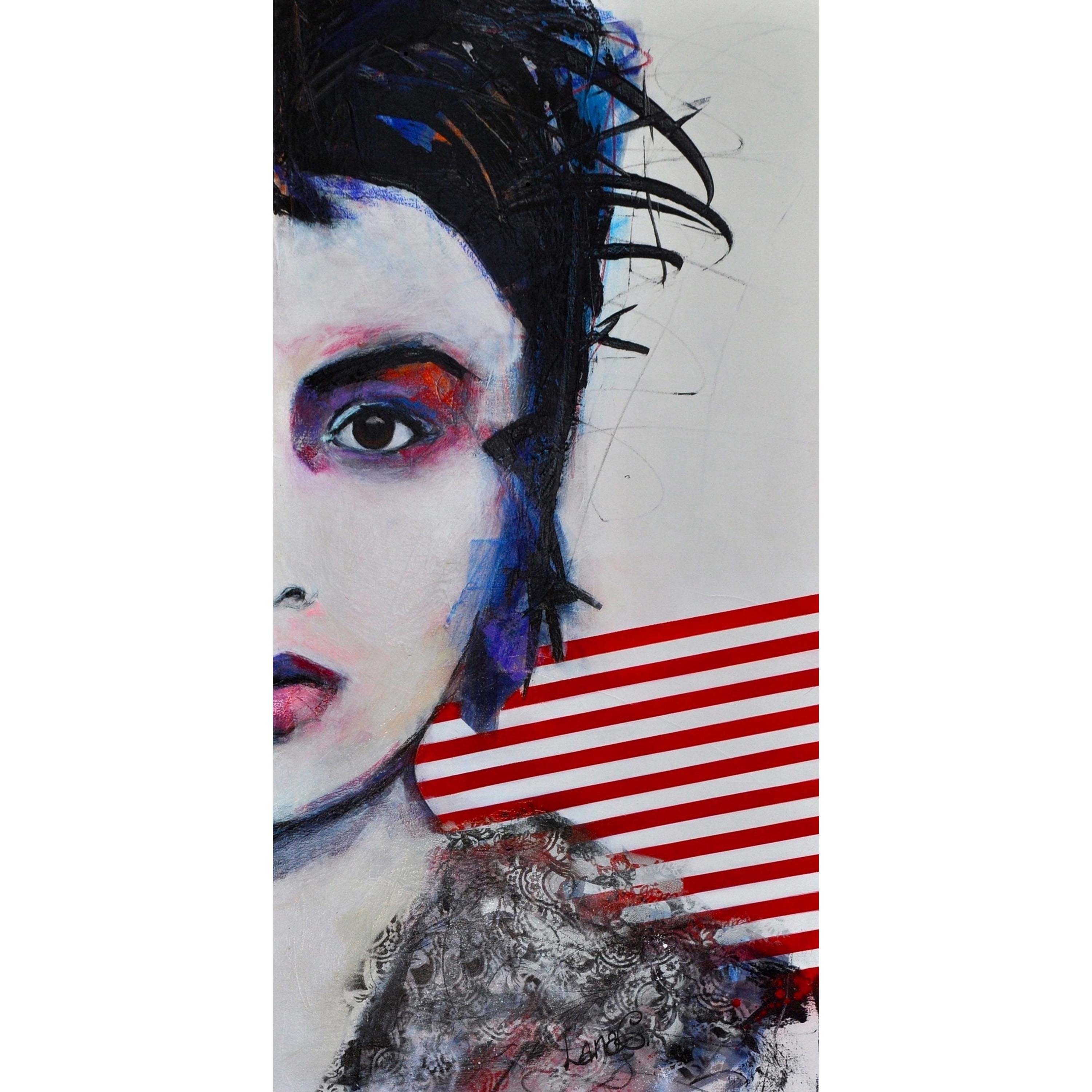 MARMONT HILL 'Glamorous Rock' Painting Print on Wrapped Canvas - Blue 22.5 x 45