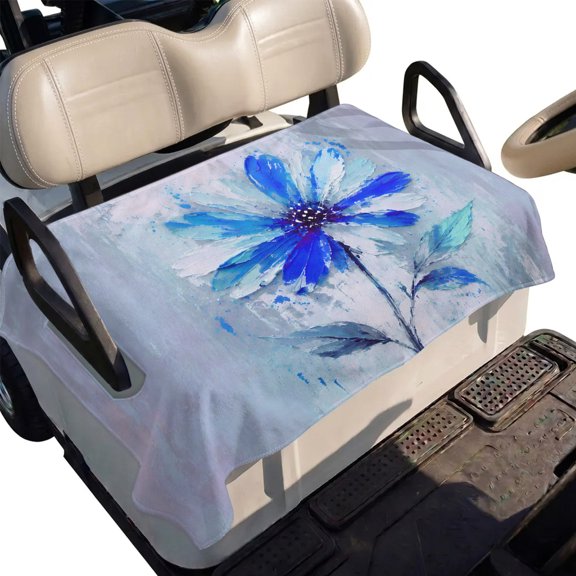 Golf Cart Seat Cover Blue Floral Petals Club Car Golf Cart Seat Covers Soft Absorbent Golfcart Towel Blanket Modern Art Painting Golf Seat Covers for Cart Decor Fits 2 & 4 Passenger 51"x31"