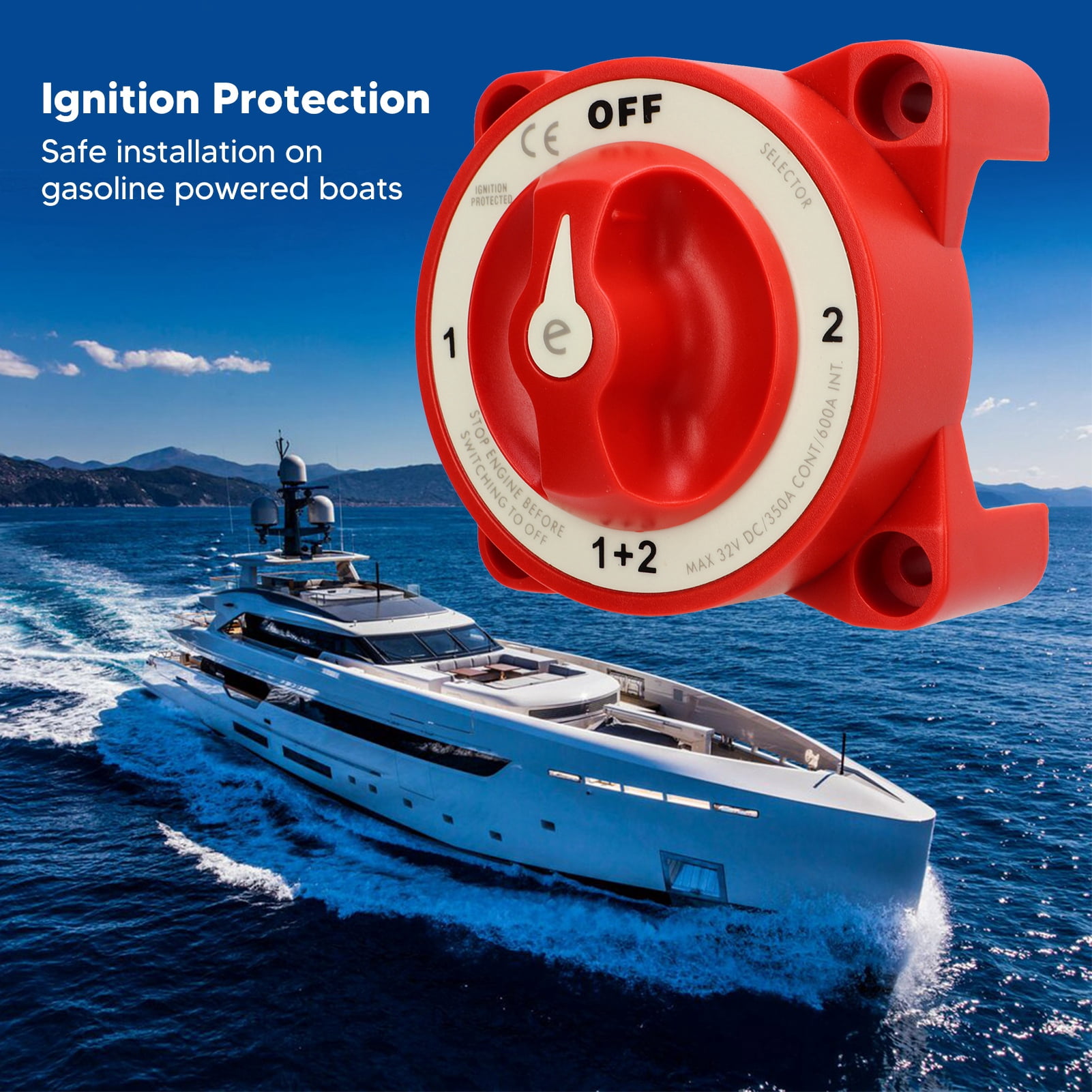Battery Disconnect Switch 4 Gear Position Power Off Isolation for Marine Boat Yacht RV