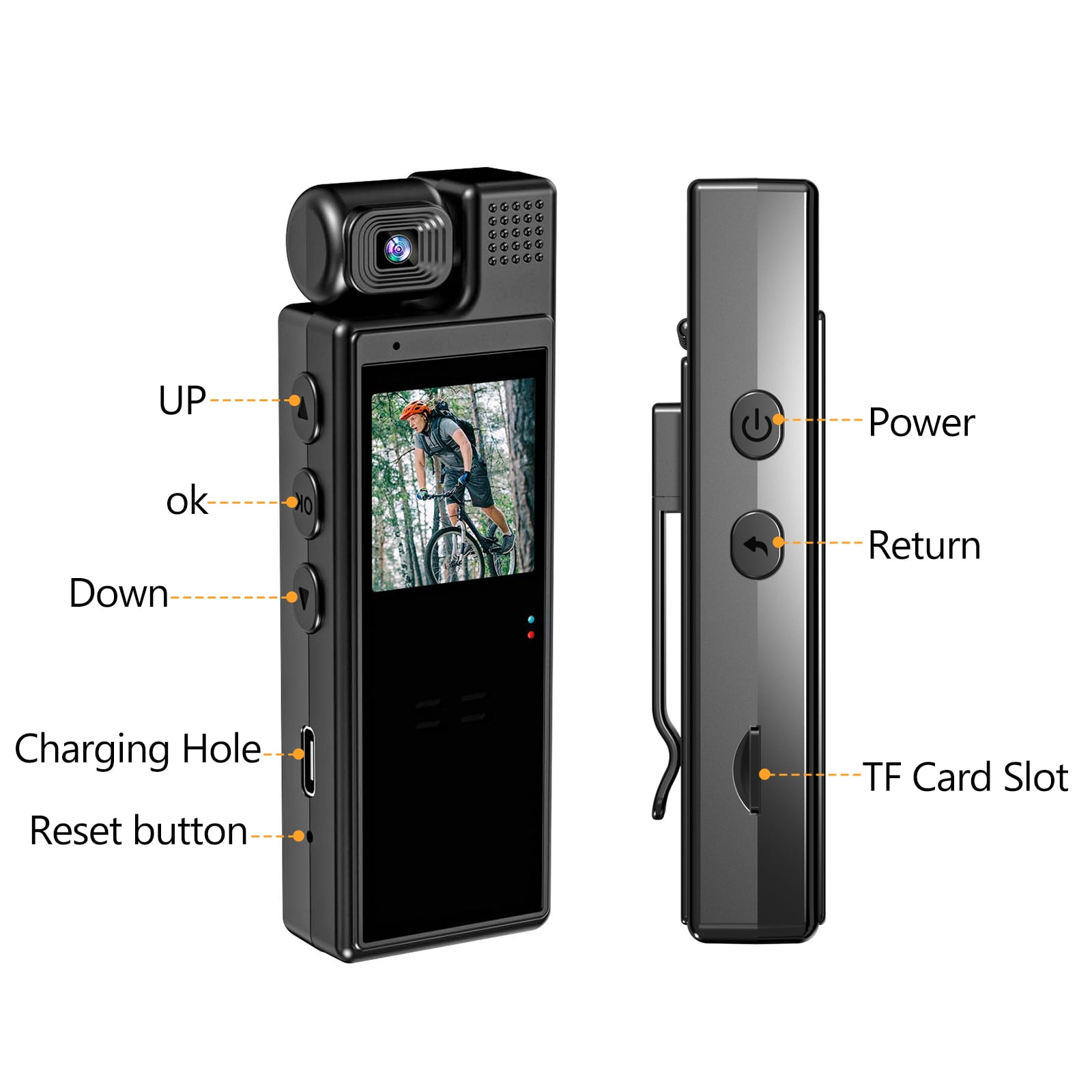 Mini Body Camera with Video Recording, Portable Body Worm Cam with Motion Detection Portable Video Recorder for Office, Travel, Cycling, Hiking
