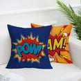 thumbnail image 3 of Super Hero Quote Pillow Covers Set of 4 Pow/Bam/Splash/Zap with Exclamation Pattern Art Comic Design Decorative Throw Pillow Covers Cushion Case for Sofa Couch (Comic, 18" x 18"), 3 of 6