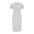 thumbnail image 7 of SMihono Stylish Women's Short Sleeve T-Shirt Dress Summer Crew Neck Basic Solid Casual Long Midi Dresses Beach Long Maxi Dresses White S, 7 of 7