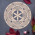 thumbnail image 3 of Escultura de madera de 12 pulgadas con diseño de flor de toro, geometría sagrada, para decoración del hogar, cortada con láser, para colgar en la pared, 3 of 7