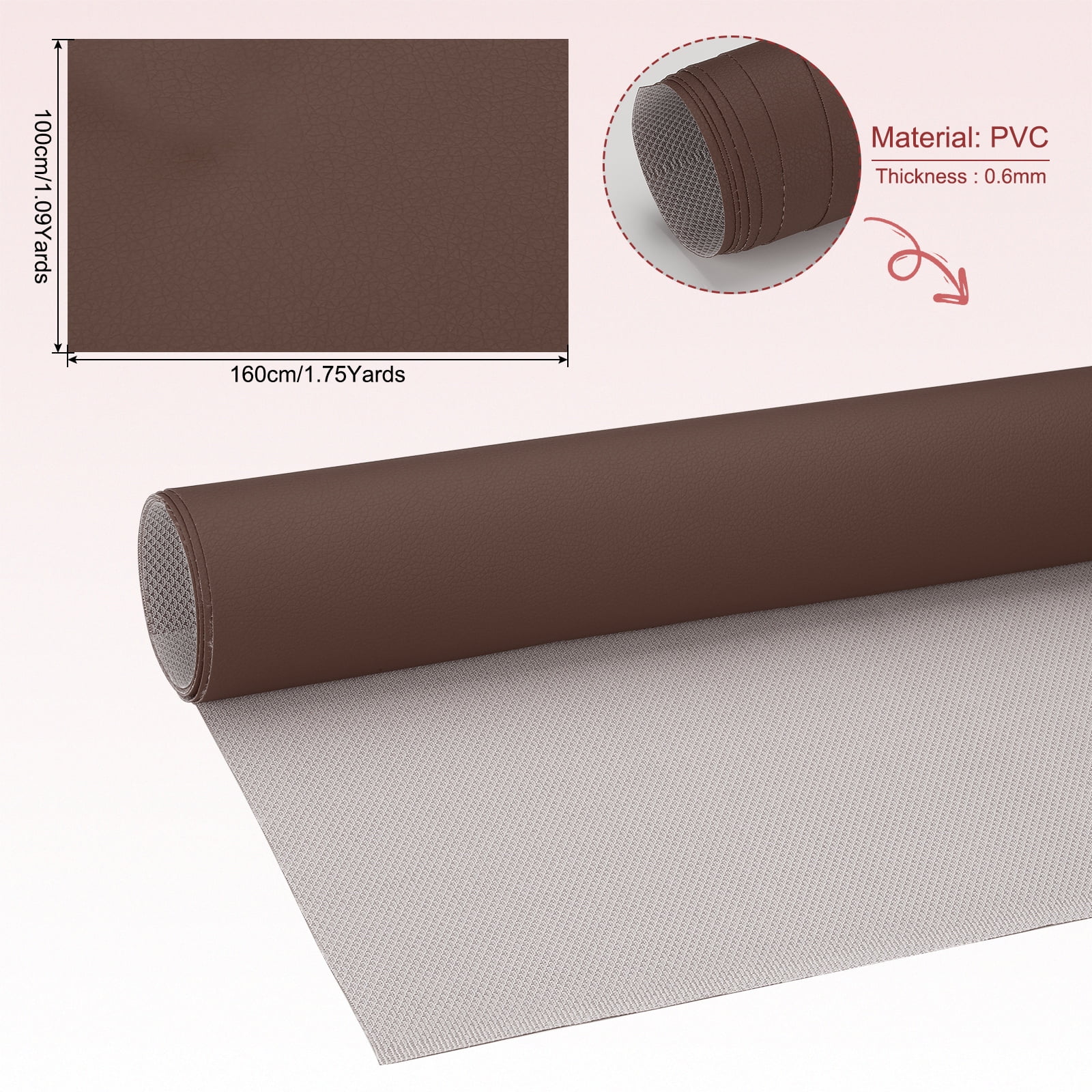 63x39.4in Faux Leather Sheets, Faux Leather Fabric Sheets Vinyl Fabric Synthetic Soft Waterproof for Replacement Upholstery Car, Coffee