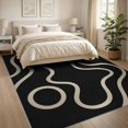 thumbnail image 3 of ODIKA 8'x10' Washable Area Rug Black Cream Abstract Swirls and Curves Design Elegant Geometric Flow with Continuous Line for Dining Room, Large Office, Lounge, Non-Slip Chair-Friendly Mat, 3 of 7