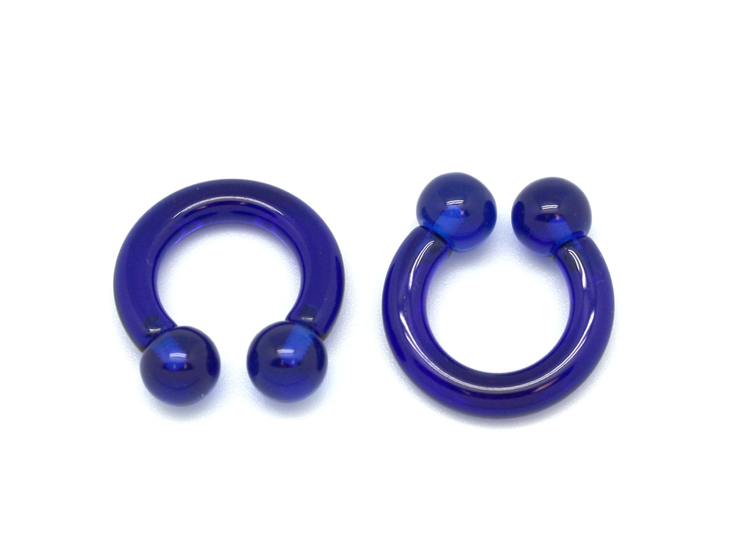 Translucent Circular Barbell Royal Blue Acrylic Horseshoe Piercing (4 G)