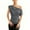 ☃172-Gray, variant on Women's Solid Sequin Bead Asymmetric Neck Short Sleeve Top - Sparkly Party Blouse for Evening Events and Glamorous Style
