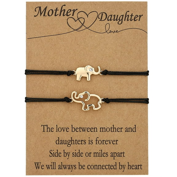 APSVO 18K Gold Plated Elephant Mother Daughter Bracelet Matching Jewelry Set for Women Mom Mommy Fashion Accessories Stuff Age Birthday Easter Basket Stuffers Jewelry Gifts