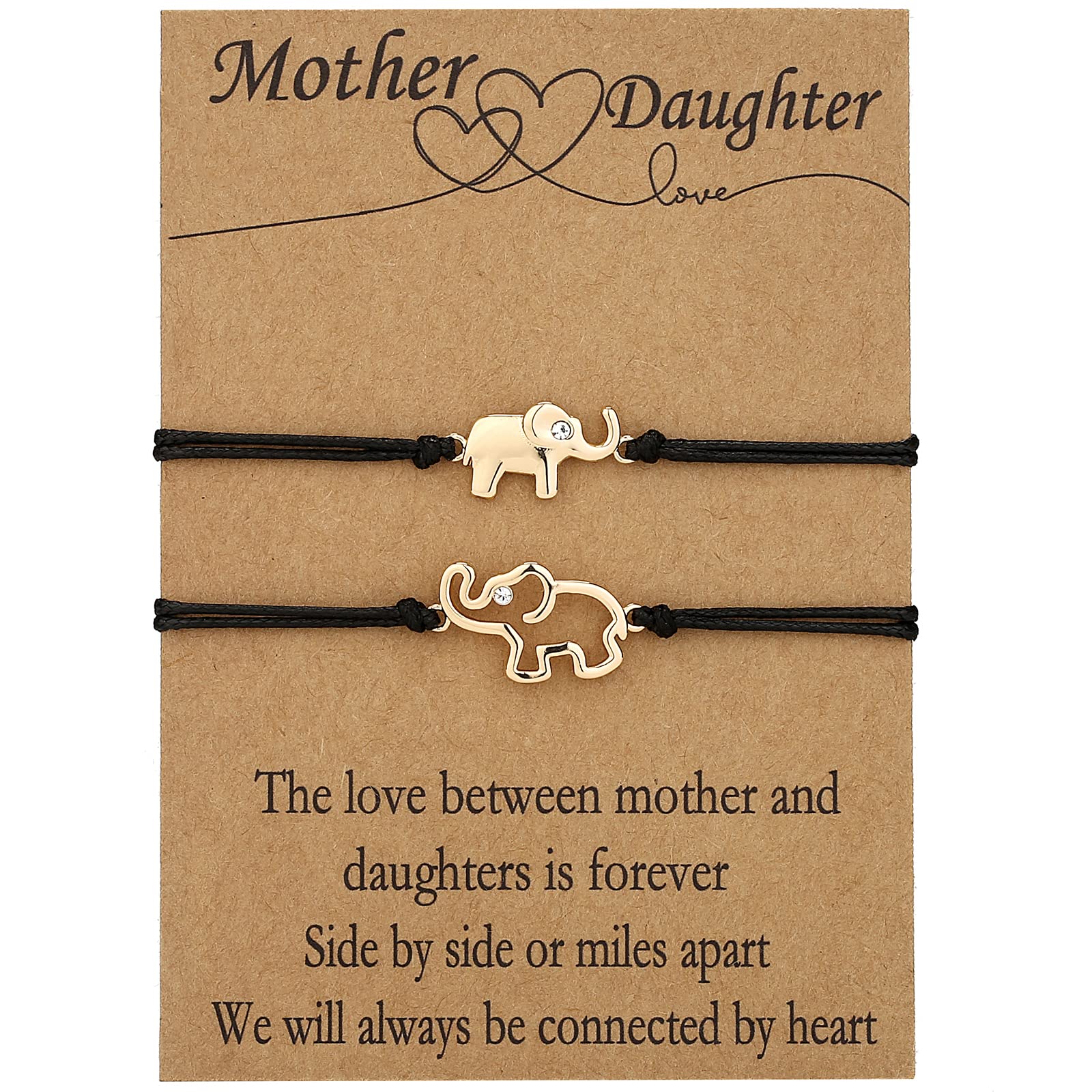 APSVO 18K Gold Plated Elephant Mother Daughter Bracelet Matching Jewelry Set for Women Girls Kids Teen Mom Mommy Fashion Accessories Stuff Age Birthday Graduation Mothers Day Jewelry Gifts