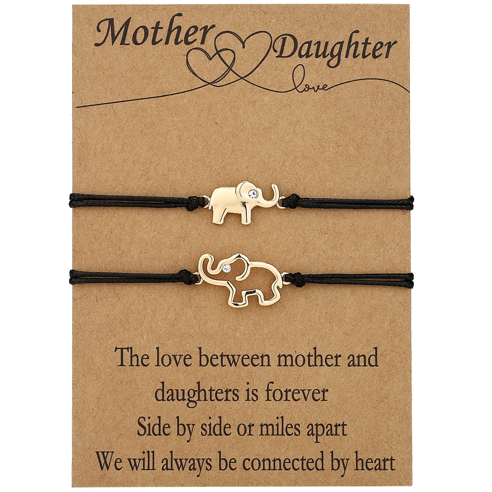 APSVO 18K Gold Plated Elephant Mother Daughter Bracelet Matching Jewelry Set for Women Girls Kids Teen Mom Mommy Fashion Accessories Stuff Age Birthday Graduation Mothers Day Jewelry Gifts