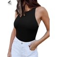 thumbnail image 3 of PULLIMORE Women Sexy Sleeveless Bodysuit Halter Neck Tank Tops with Panty (2XL, Black), 3 of 8