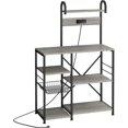 thumbnail image 5 of Kitchen Bakers Rack with Power Outlets, Multifunctional Storage Shelf, Microwave Stand & Coffee Station, Grey, 5 of 6
