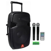 Rockville RAM15BT 15"Portable Rechargeable 800W DJ PA Speaker, 2 Mics, Bluetooth