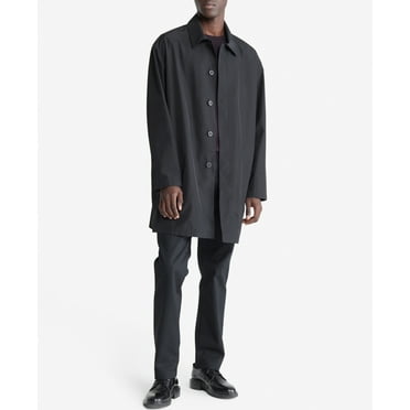 Calvin Klein Men's Nylon Long Sleeves Car Coat Black Beauty Medium