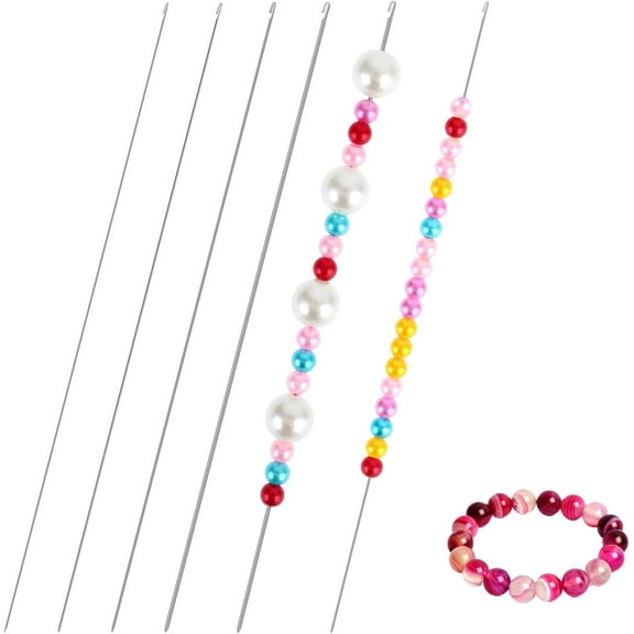 4 Pcs Bead Spinner Needles - 7 Inch Clip-Style, Long Straight Beading Thread Needles for Jewelry Making (0.4|0.5|0.6|0.7mm)