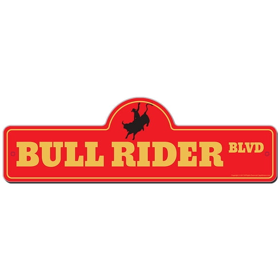 Bull Rider Street Sign | Indoor/Outdoor | Funny Home Décor for Garages, Living Rooms, Bedroom, Offices | SignMission personalized gift