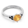 thumbnail image 3 of 2.15 Carat Round Cut Citrine & Black Onyx Gemstone Classic Anniversary Ring for her 18K White Gold Size 8.5 by Diamond-Capitals, 3 of 7
