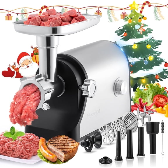 Electric Meat Grinder 3200W Heavy Duty Commercial Meat Grinders, Sausage Stuffer, Kubbe Kit with 2 Cutting Blades, 3 Grinding Plates, 3 Sausage Tubes, Metal Gearbox Meat Grinder for Home Use