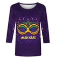 thumbnail image 5 of Rciityk Womens 3/4 Sleeve Tops Casual Loose Pullover Holiday Party Tops Mardi Gras Printed Crew Neck T-Shirt, 5 of 6