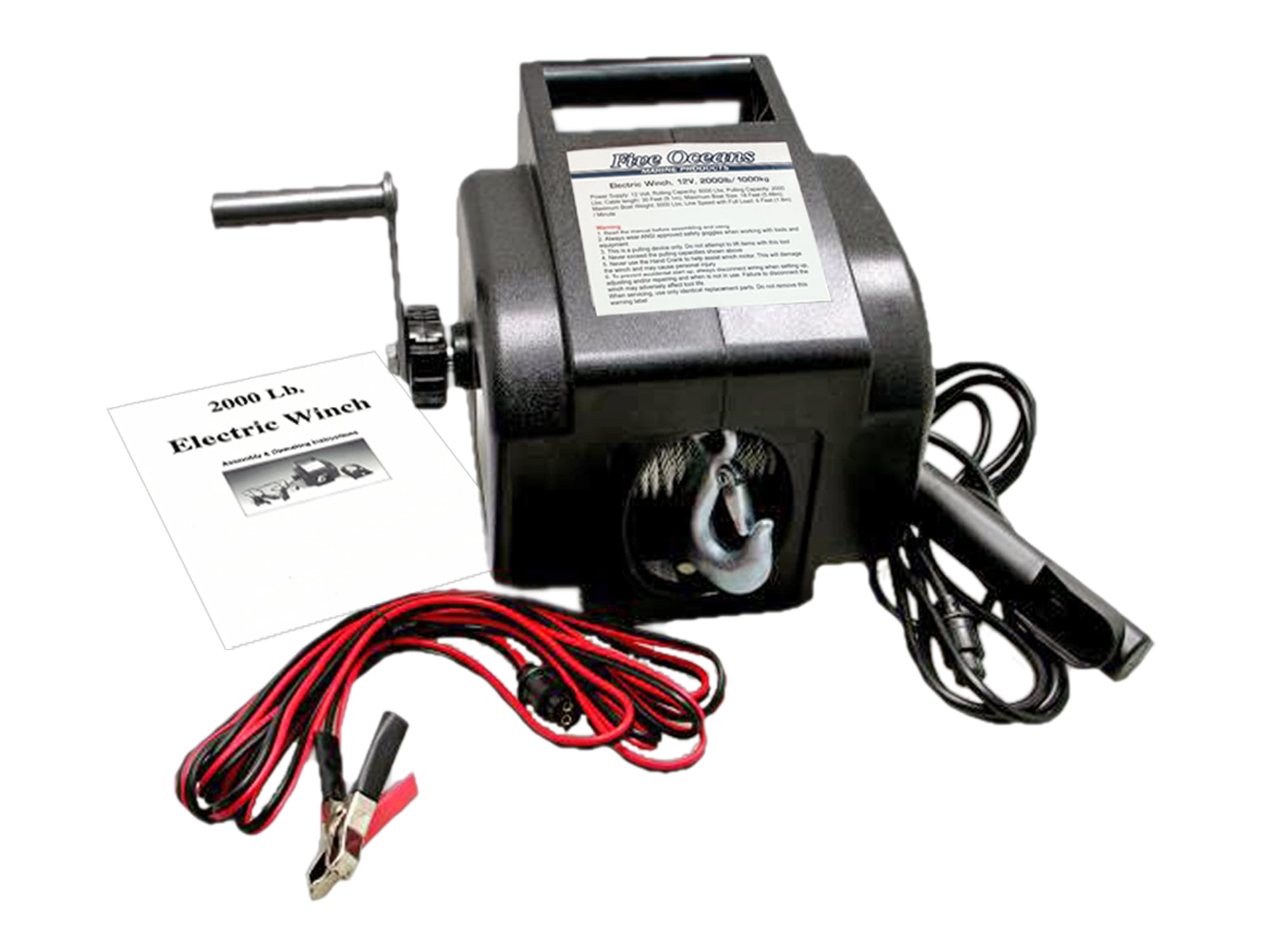 Five Oceans Electric Portable Trailer Recovery Winch, 2000 LBS FO3440