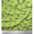 thumbnail image 1 of Soimoi Green Cotton Duck Fabric Flycathcer Bird Printed Craft Fabric by the Yard 58 Inch Wide, 1 of 1