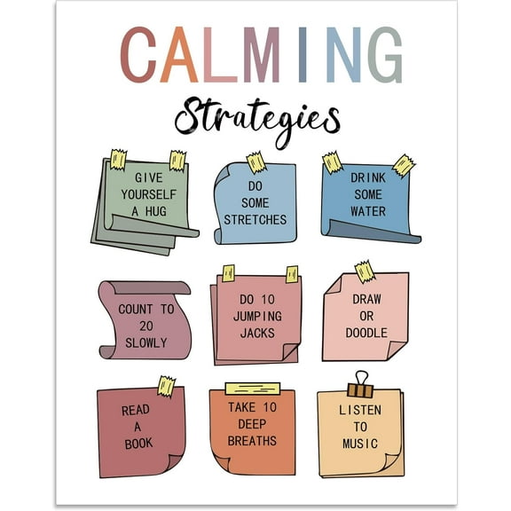 1 Pc Calming Strategies Growth Mindset Posters Count to 20 Slowly Emotions Poster Calm down Corner Supplies Unframed Wall Art Paper