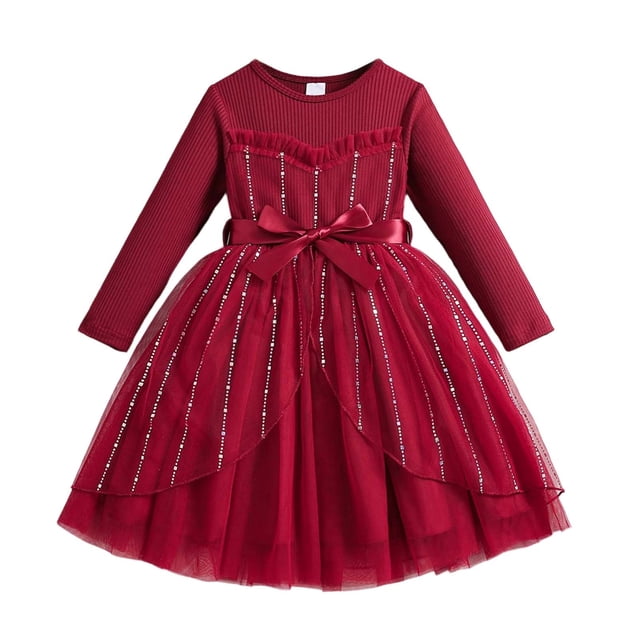 Nmnitkp Robe en Tulle pour Filles Tout-Petits Été Manches à Volants Robe Tutu Princesse Fête Décontractée à Étages 3-9 Ans