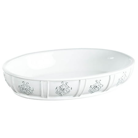 Vintage White Soap Dish for Bathroom, Decorative Dry Bar Holder- Durable Resin Design- Best Dishes for Sink/Bath/Shower/Bathtub
