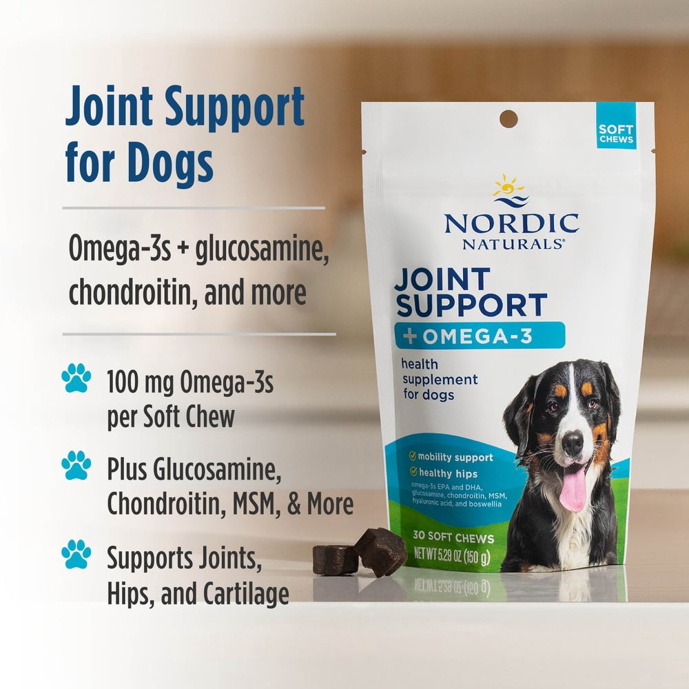 Nordic Naturals Pet Joint Support Soft Chews, Bone Broth Flavored, 30 Count
