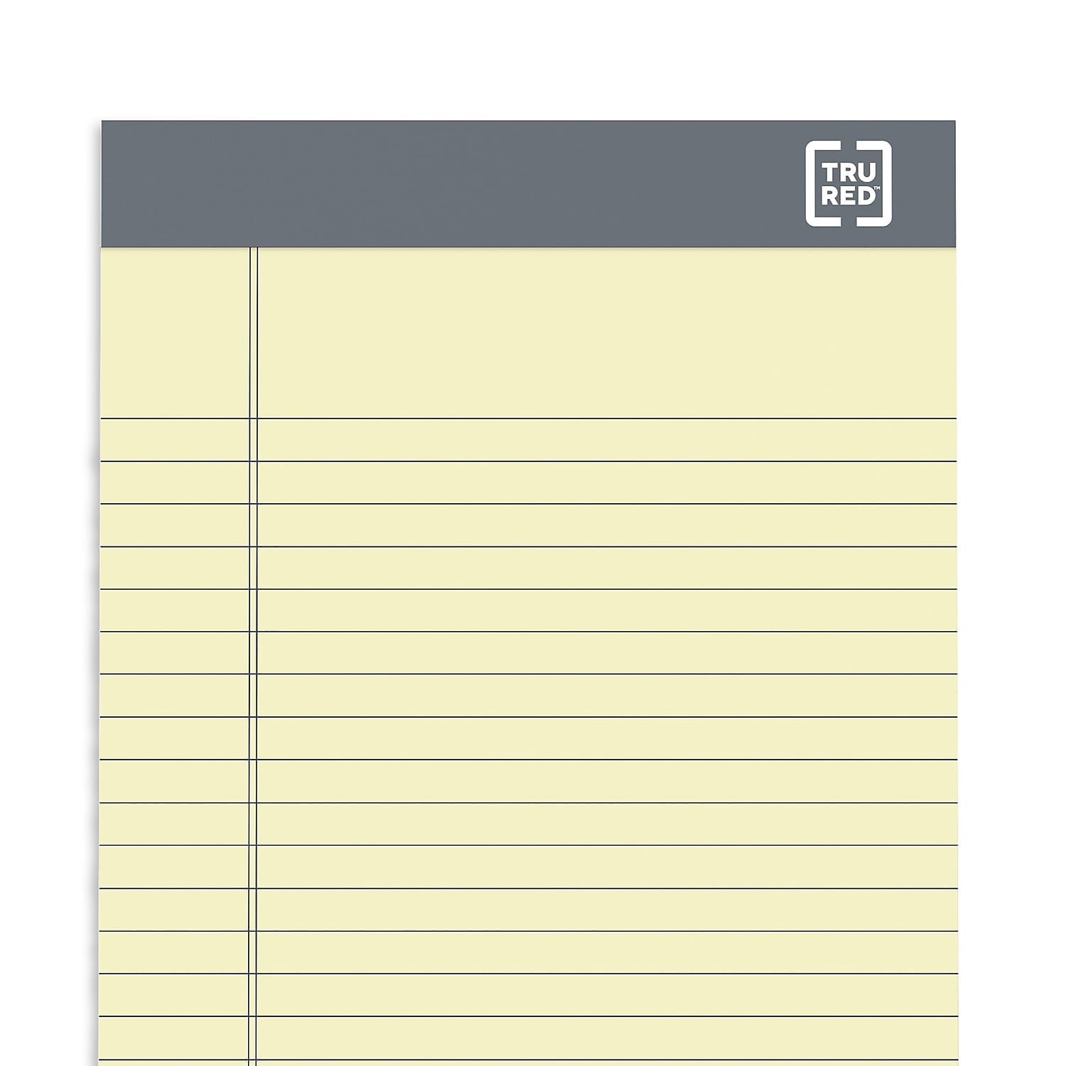 Staples TRU RED Notepads 5" x 8" Narrow Ruled Canary 50 Sheets/Pad 12 Pads/Pack (TR57359)