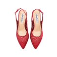 thumbnail image 2 of Lady Couture DONNA Rhinestone Satin Block Heel Slingback, Burgundy, 6, 2 of 5
