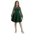 thumbnail image 6 of AHTJRT Girls Long Sleeve Dresses Puff Sleeve Contrast Mesh a Line Maxi Dress Fall Spring Dinner Party Pageant Ball Gowns Green 7 Years, 6 of 8