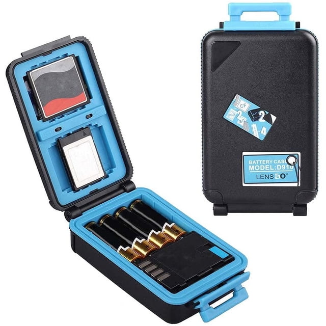 Camera Battery Memory Card Case, Memory Card Hard Protector Case Professional Water-Resistant Anti-Shock Camera Battery Storage Box for 2 Camera Batteries 4 SD Cards 2 XQD Cards or 2 CF Cards B