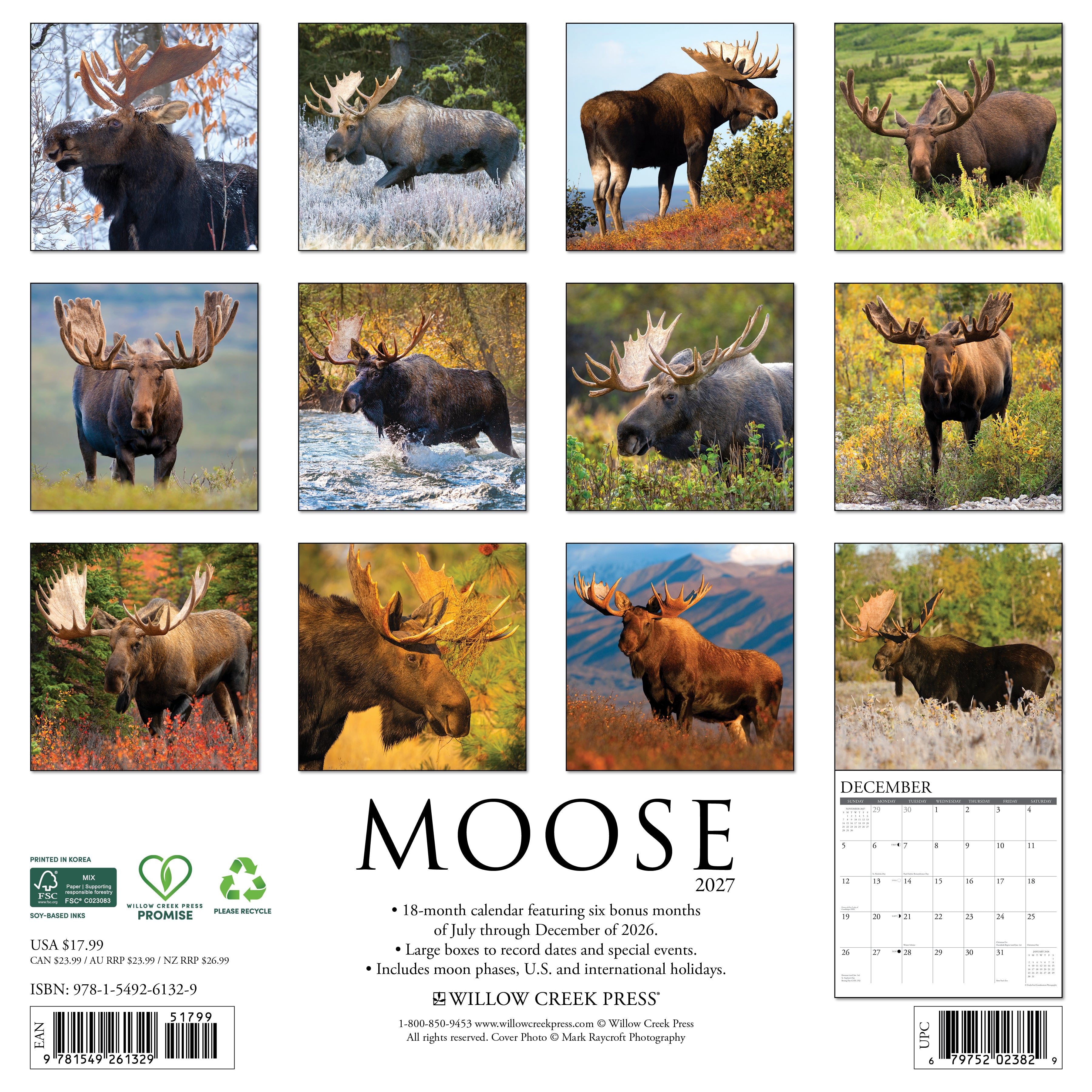 Willow Creek Press, Moose 2027 Wall Calendar