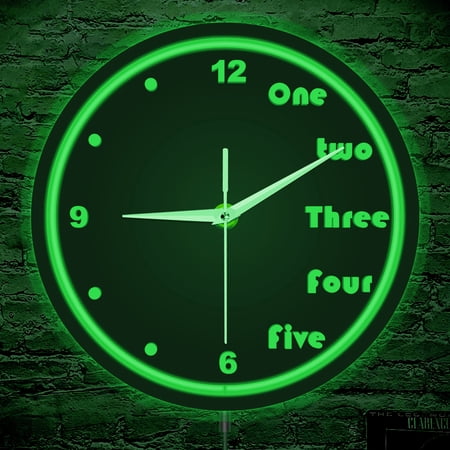 Mixed Word and Number Glowing Metal Frame Neon Light Wall Clock Retro Aesthetic Home Decor LED Backlit Clock for Bar Game Room